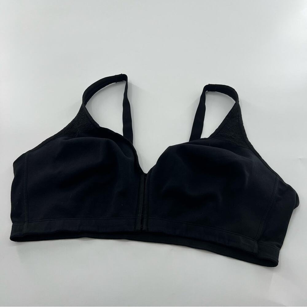 Catherines Intimates Black Comfort Bra Wireless Black Cotton Plus Size 52D